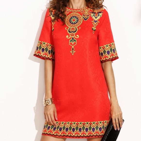 SHEIN Dresses & Skirts - NWOT Aztec Print Zipper Back Jacquard Dress